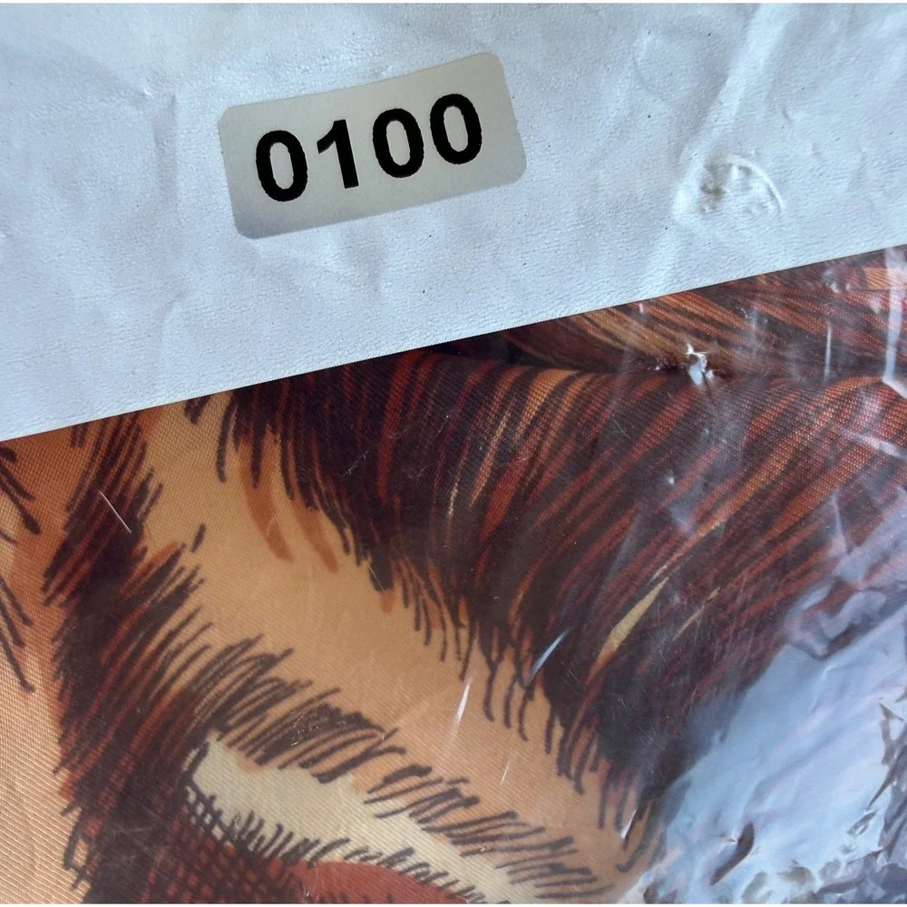 Vintage Glentex Lion Head Scarf Made in Japan Brown Satin Square Safari 26